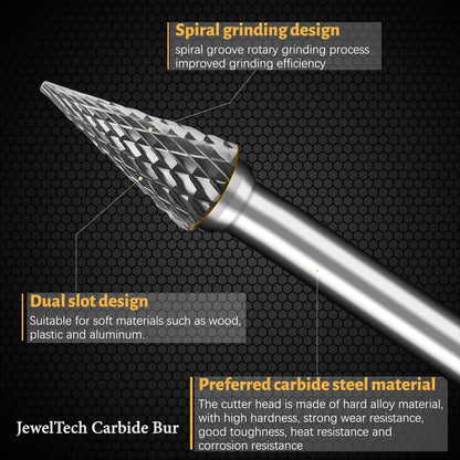JewelTech assorted carbide bur set for precision rotary engraving and carving tasks

