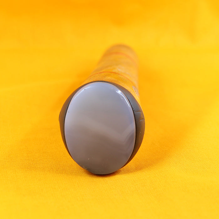 Kundan Polki jewellery tool with ergonomic wooden handle and oval Hakik stone head