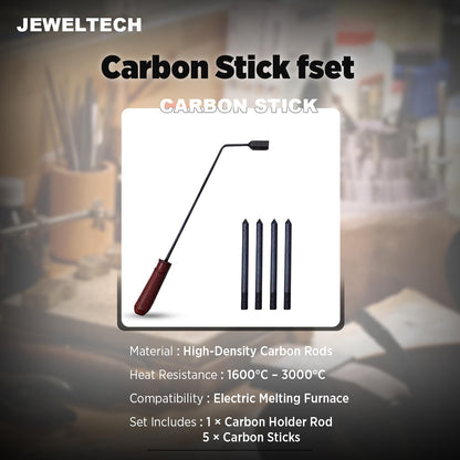 Jeweltech Carbon Stick fset or Gold Melting — High-Temperature Graphite/Carbon Rod for Gold & Precious Metal Melting, Compatible with Electric & Induction Furnaces — Durable Electrode for Metal Refining