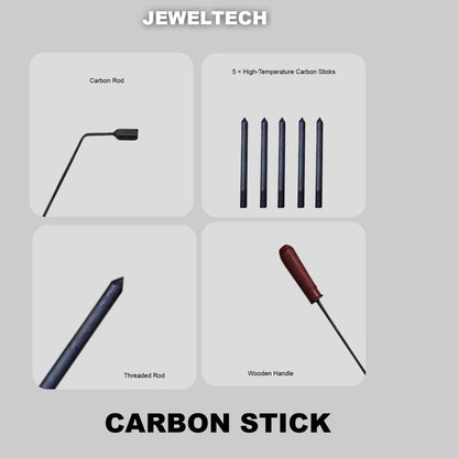 Jeweltech Carbon Stick fset or Gold Melting — High-Temperature Graphite/Carbon Rod for Gold & Precious Metal Melting, Compatible with Electric & Induction Furnaces — Durable Electrode for Metal Refining