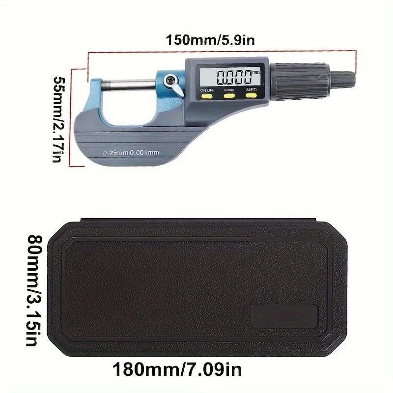 High-precision micrometer with 0.001mm accuracy for metal and gemstone measuring