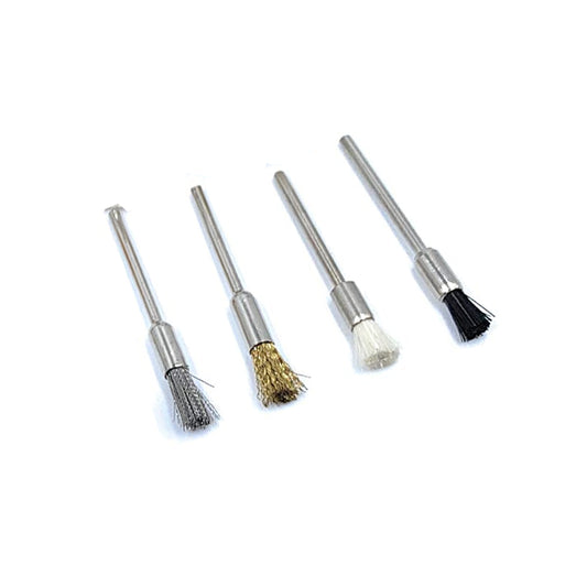 T-shaped brush set for cleaning and finishing gold and silver pieces


