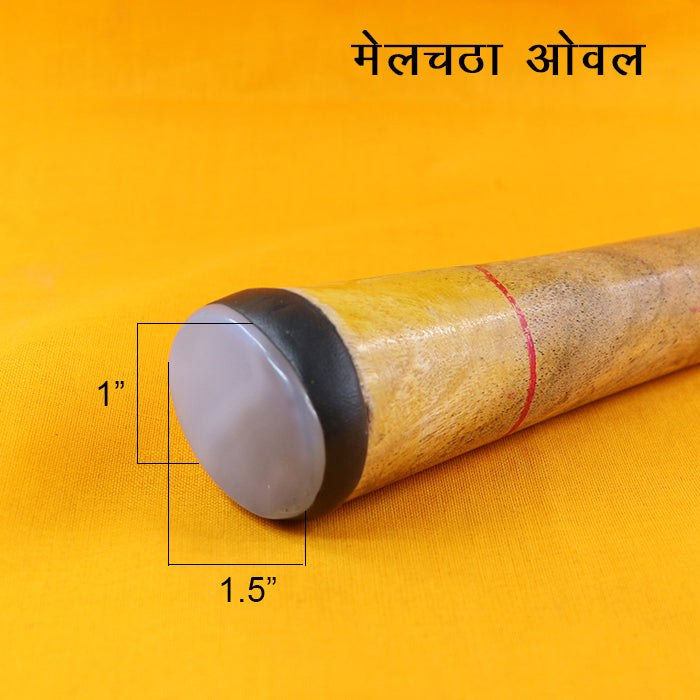 Oval head malchaata tool with polished Hakik stone and wooden handle

