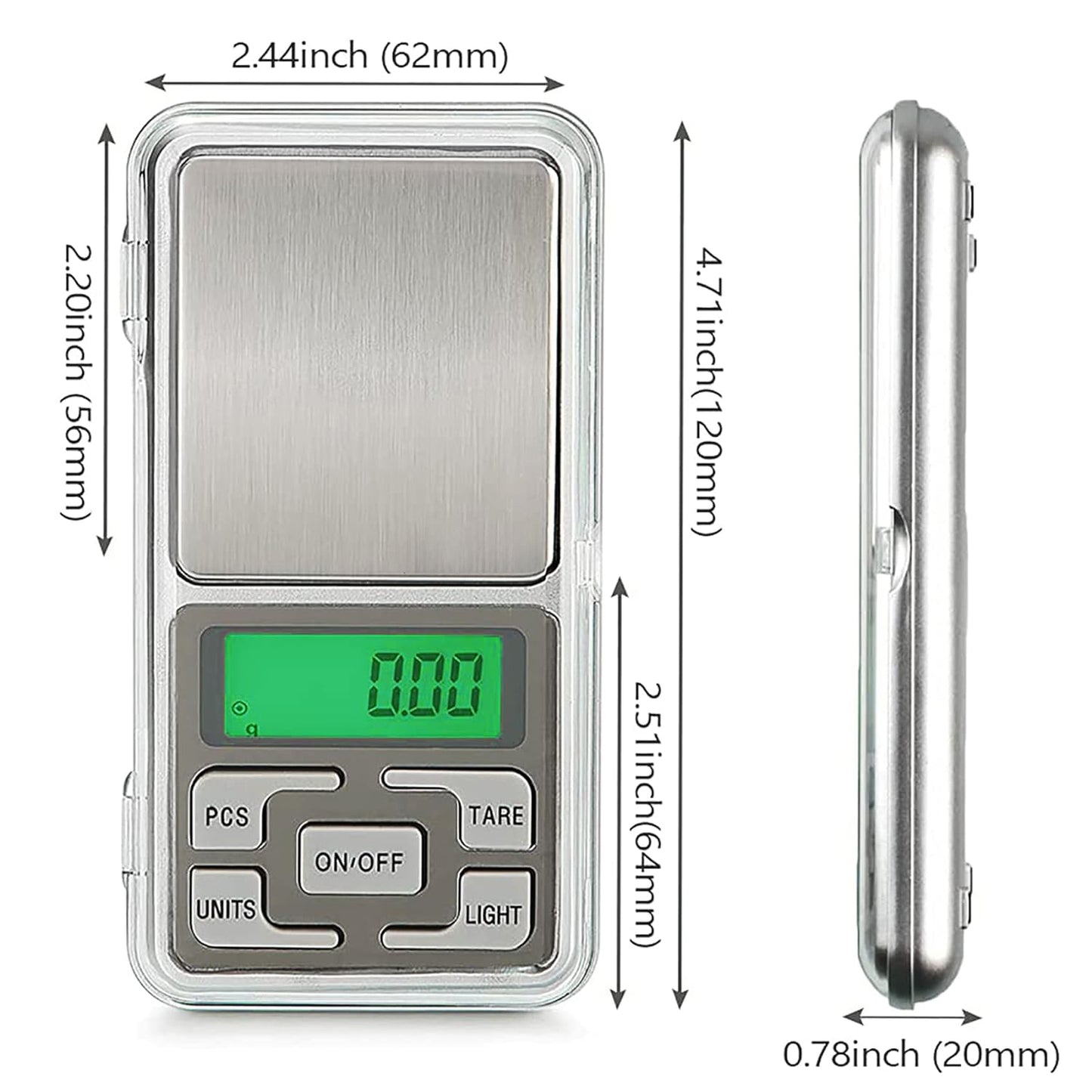Portable digital scale with stainless-steel platform and protective flip cover
