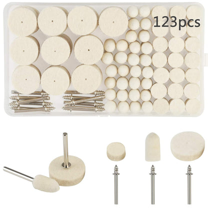 Complete rotary polishing set with cones, cylinders, and bullets for fine detailing