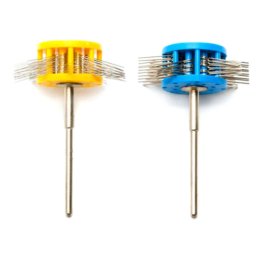  Set of coarse blue and fine yellow rotary wire brushes for jewelry polishing
