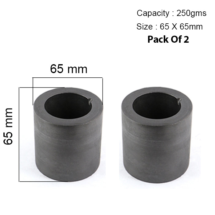 High-purity graphite crucibles pack of 2 – 250g capacity

