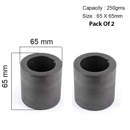 High-purity graphite crucibles pack of 2 – 250g capacity

