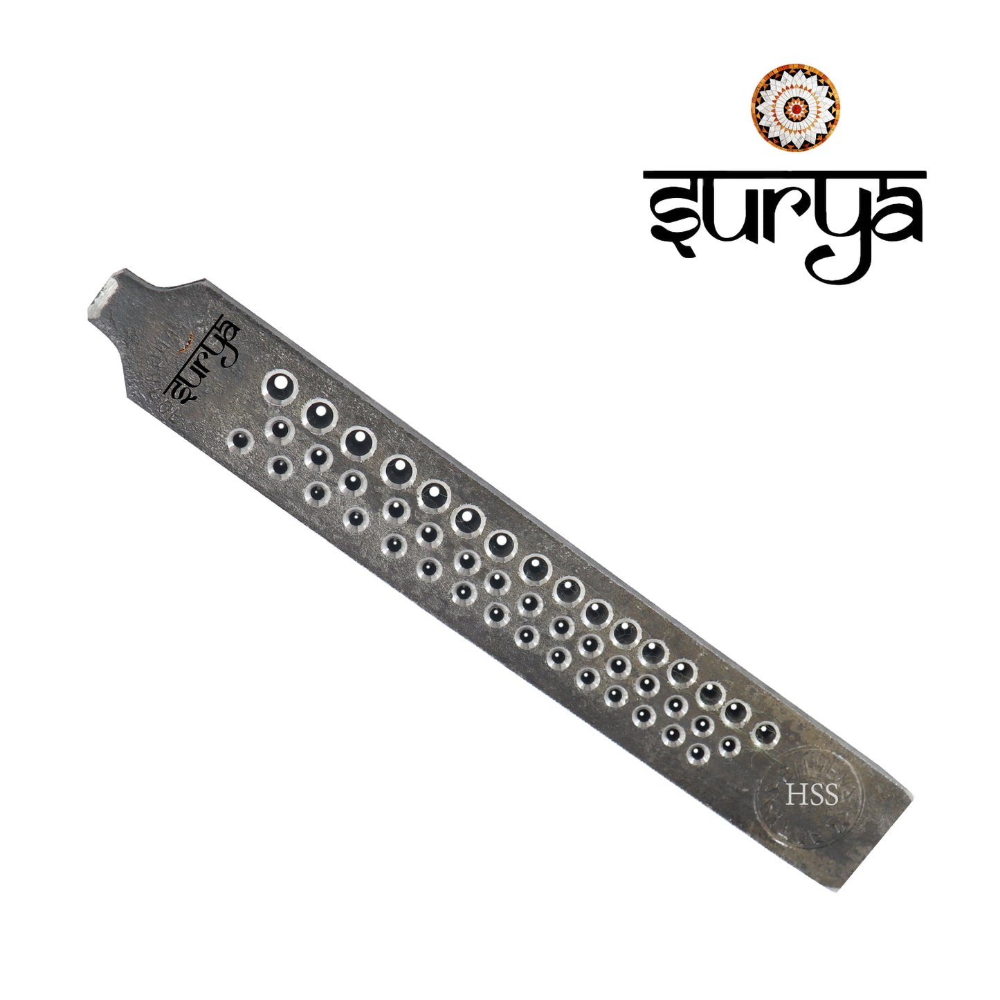 Surya HSS Jantri Plate with 14–30 Gauge Holes – Front View
