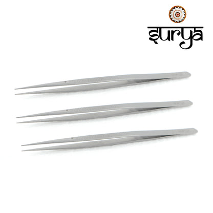 Surya tweezer with fine point tip for holding stones, beads, and tiny parts