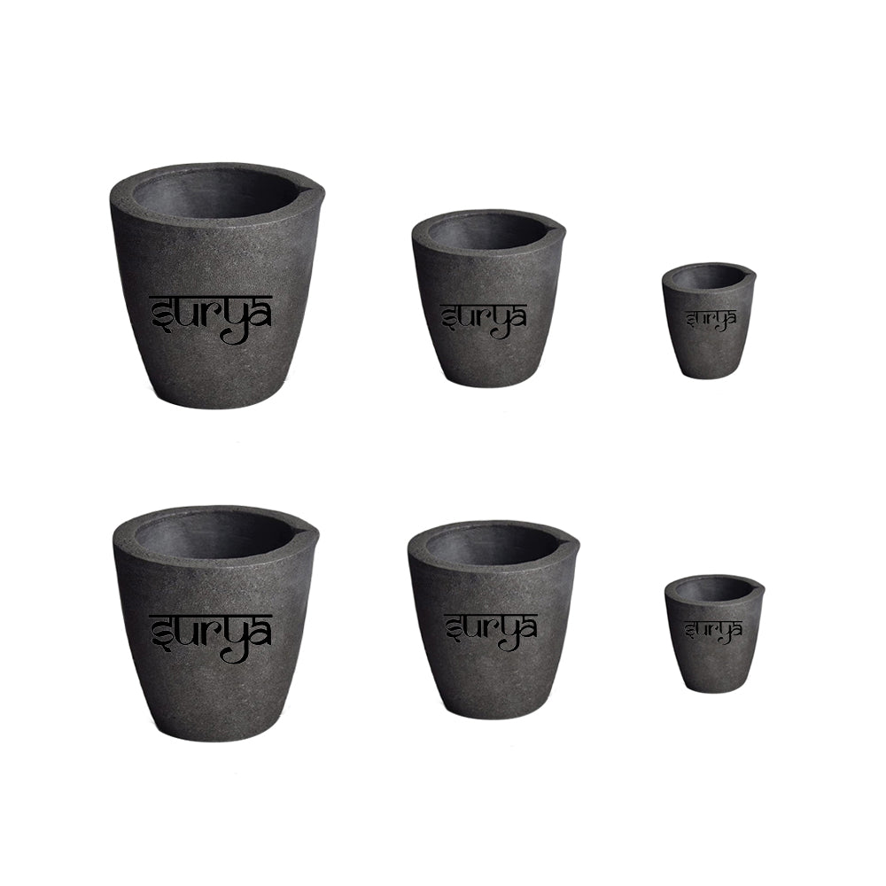 Surya Set of 6 Small Casting Clay Graphite Crucible for Gold Silver Copper Brass Aluminum Melting Surya Set of Small Casting Clay Graphite Crucible (6-Size)-50Gm to 1000Gm All Metal Purpose